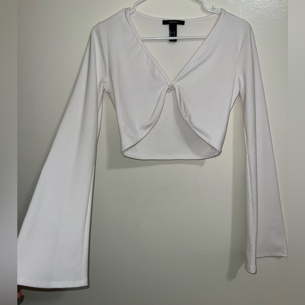 Long Sleeve White Crop Top